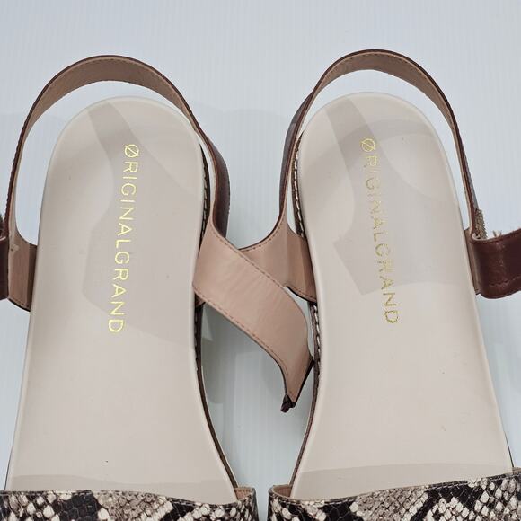 Cole Haan OG Peyton Sandal Womens 10 Flatform Pecan Snake Print Leather Wedge - Picture 8 of 15